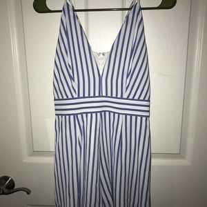 Blue and white striped romper